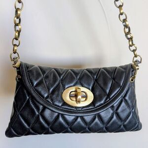 Carla Mancini Black Quilted Leather Demi Bag /Clutch🖤